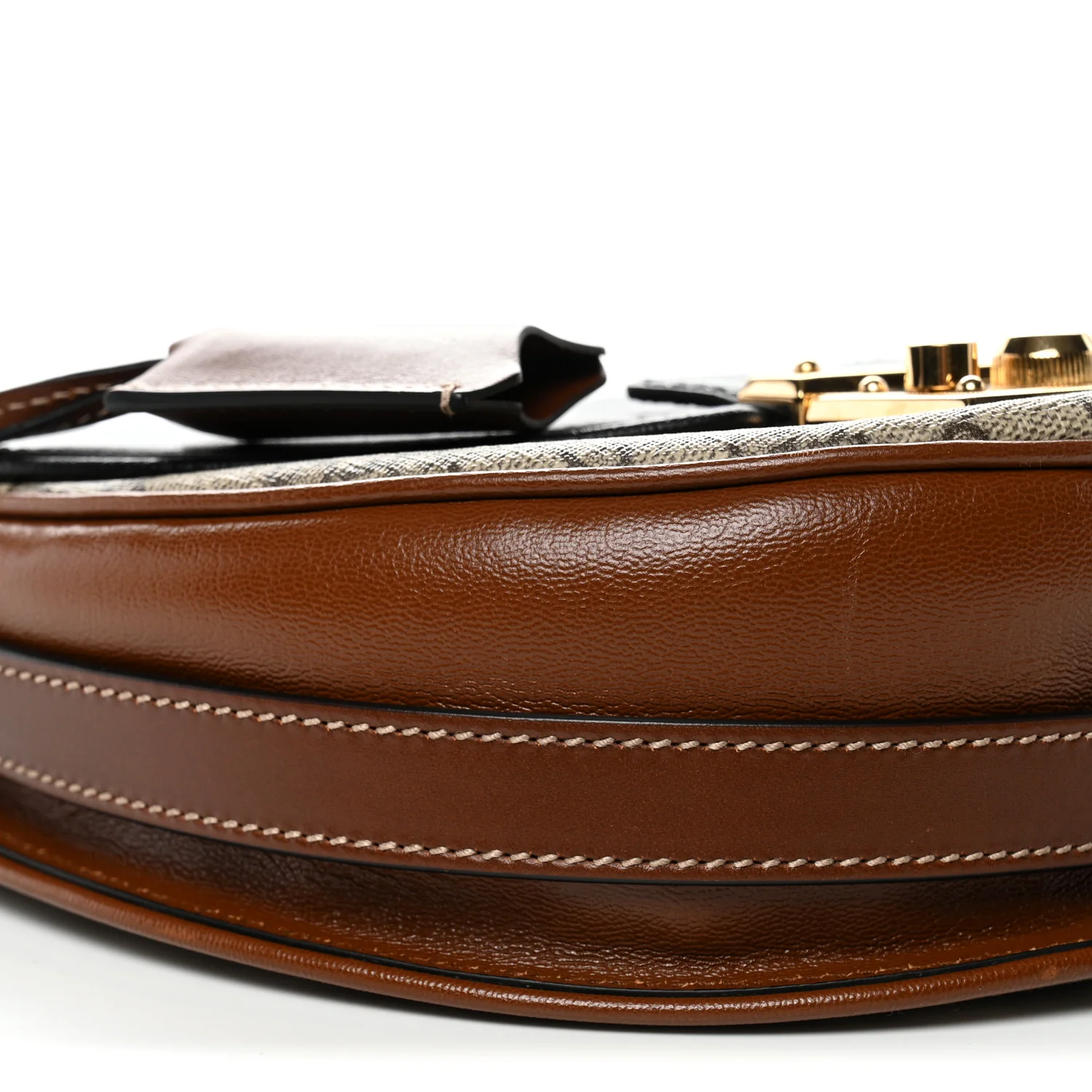 GG Supreme Monogram Calfskin Small Padlock Messenger Shoulder Bag Beige Black Cuir - Image 9