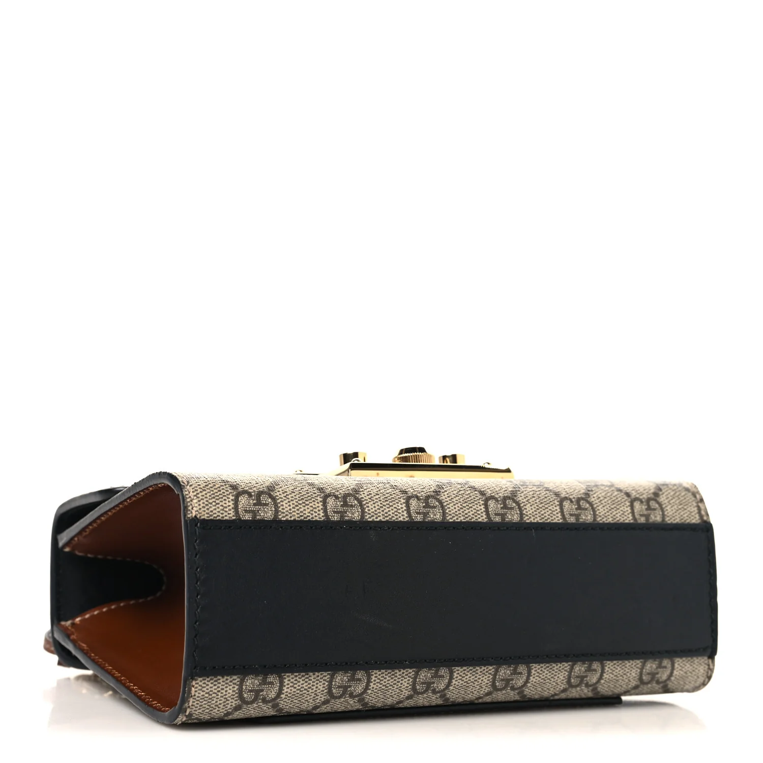 GG Supreme Monogram Calfskin Small Padlock Shoulder Bag Beige Black Cuir - Image 4