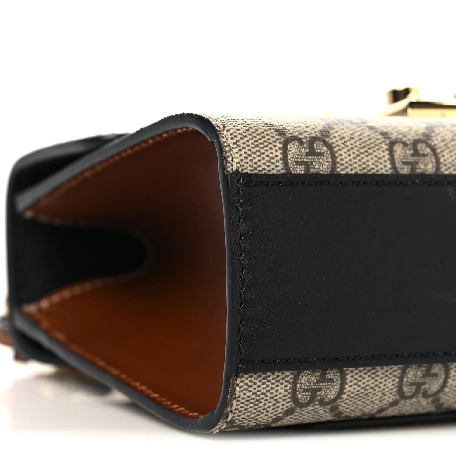 GG Supreme Monogram Calfskin Small Padlock Shoulder Bag Beige Black Cuir - Image 9