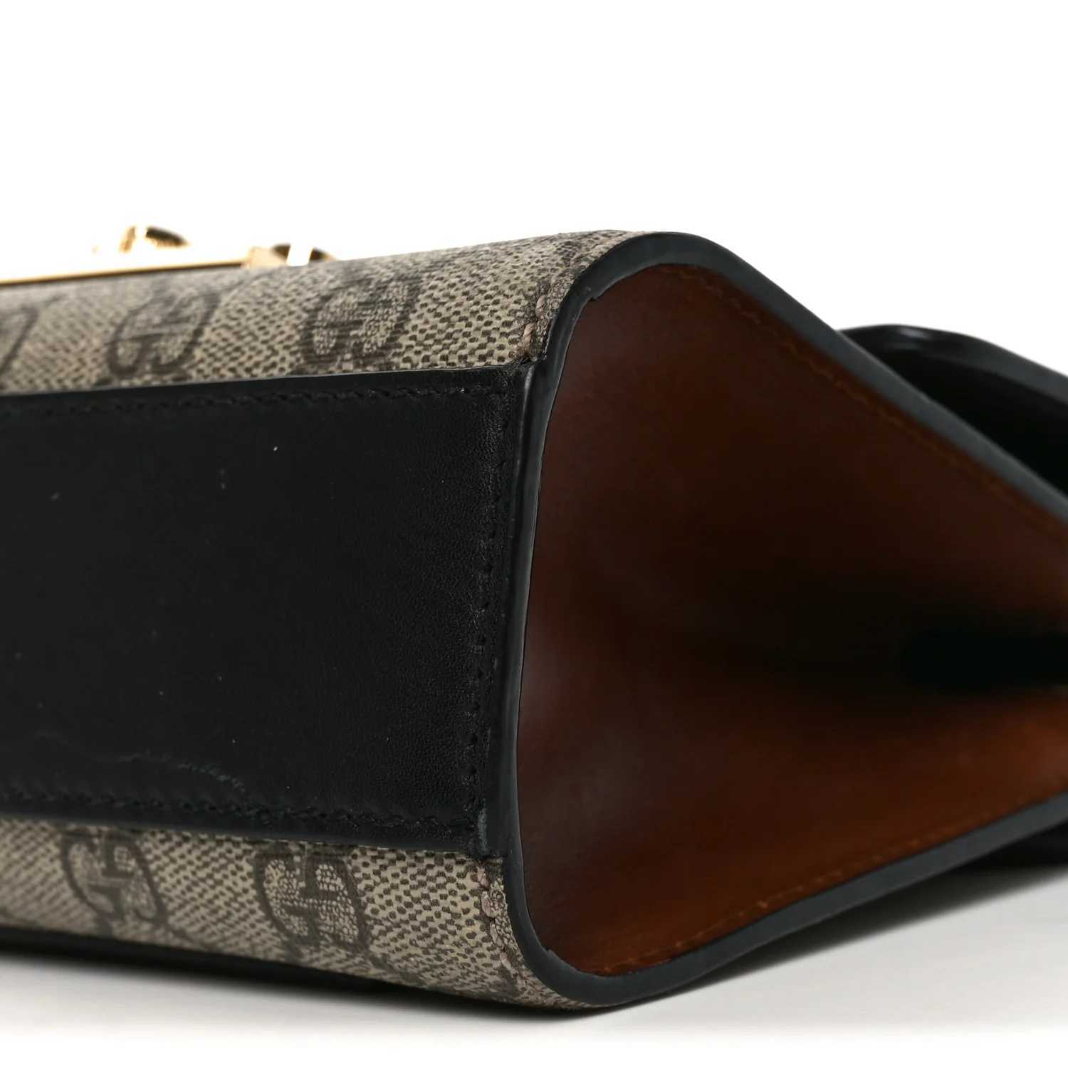 GG Supreme Monogram Calfskin Small Padlock Shoulder Bag Beige Black Cuir - Image 10