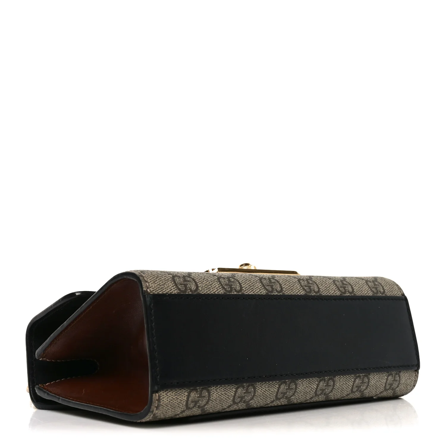 GG Supreme Monogram Calfskin Small Padlock Shoulder Bag Beige Black Cuir - Image 4