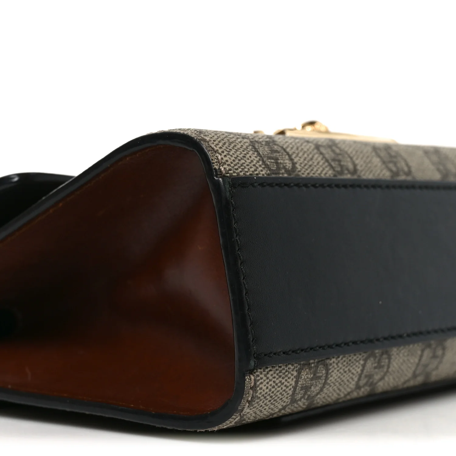 GG Supreme Monogram Calfskin Small Padlock Shoulder Bag Beige Black Cuir - Image 9