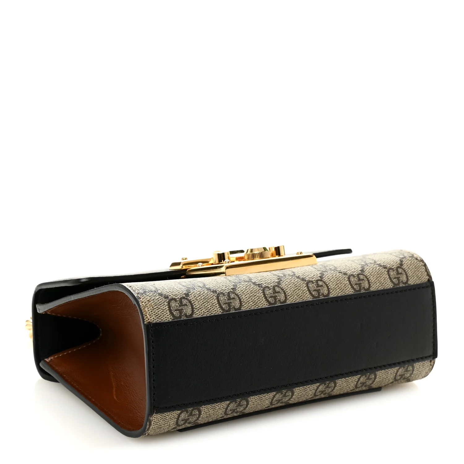 GG Supreme Monogram Calfskin Small Padlock Shoulder Bag Beige Black Cuir - Image 4