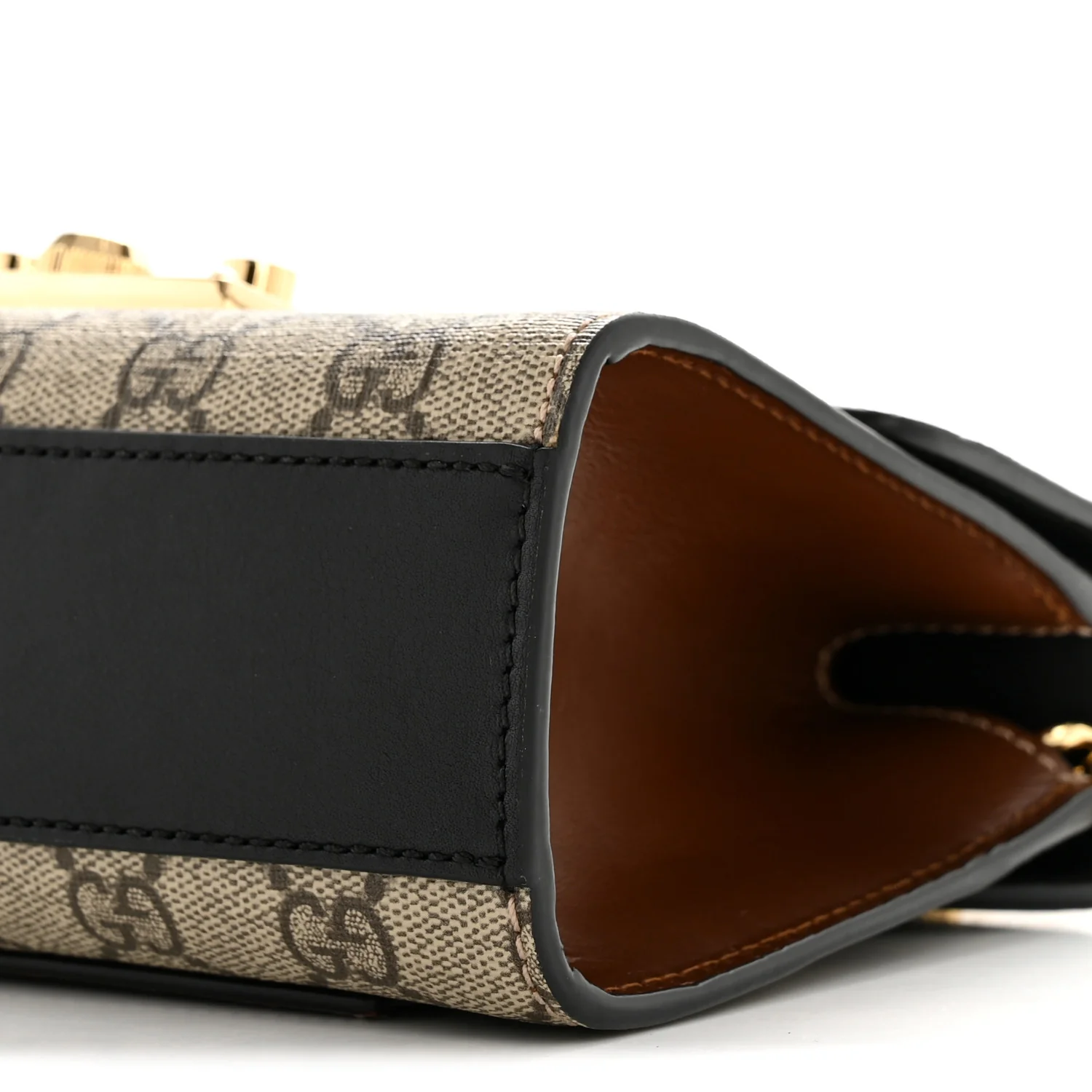 GG Supreme Monogram Calfskin Small Padlock Shoulder Bag Beige Black Cuir - Image 10