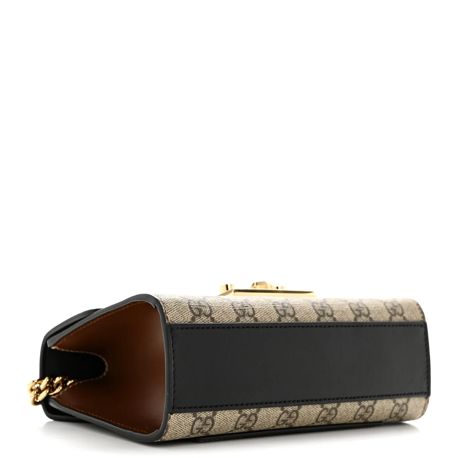 GG Supreme Monogram Calfskin Small Padlock Shoulder Bag Beige Black Cuir - Image 4