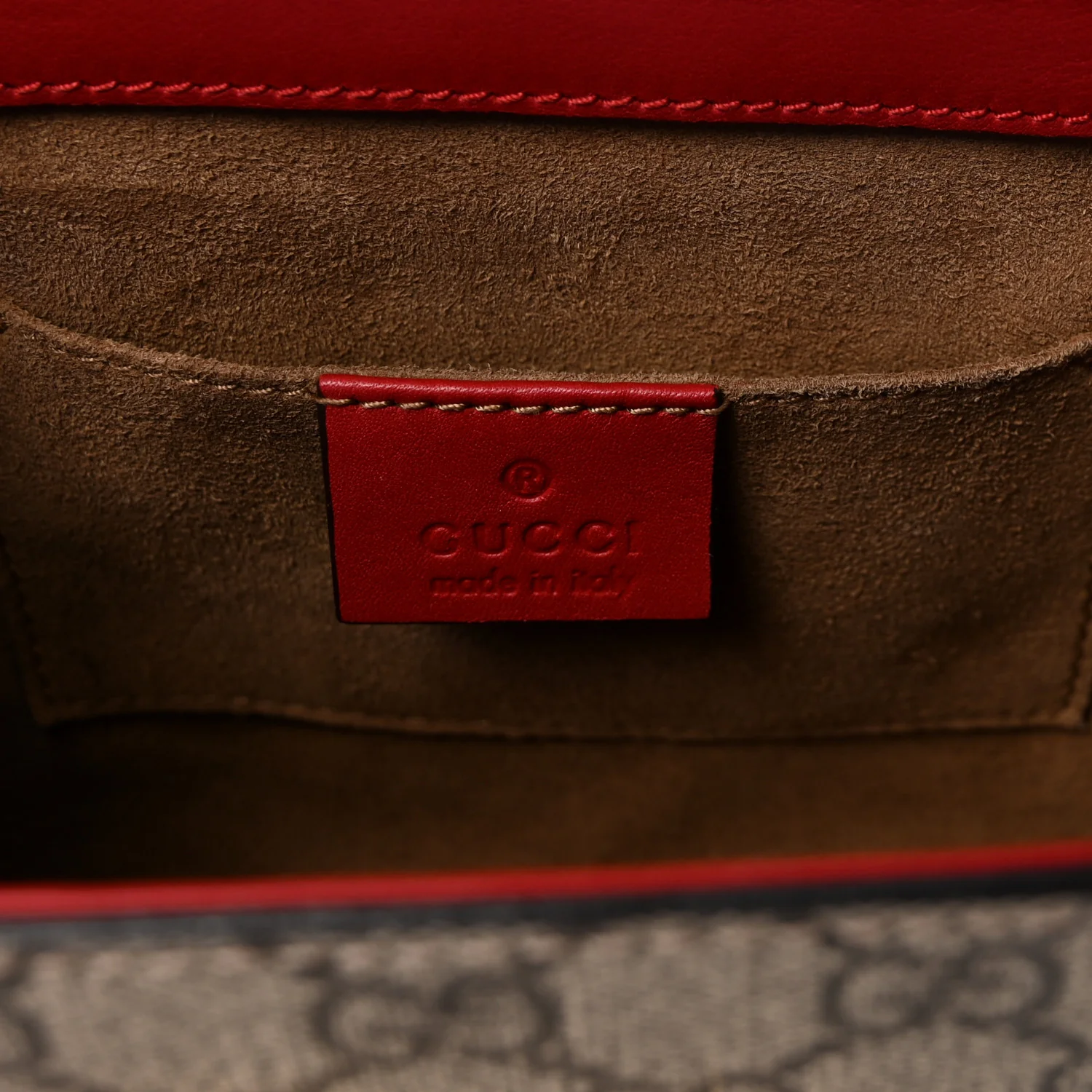 GG Supreme Monogram Calfskin Small Padlock Shoulder Bag Beige Hibiscus Red New Rosette - Image 6
