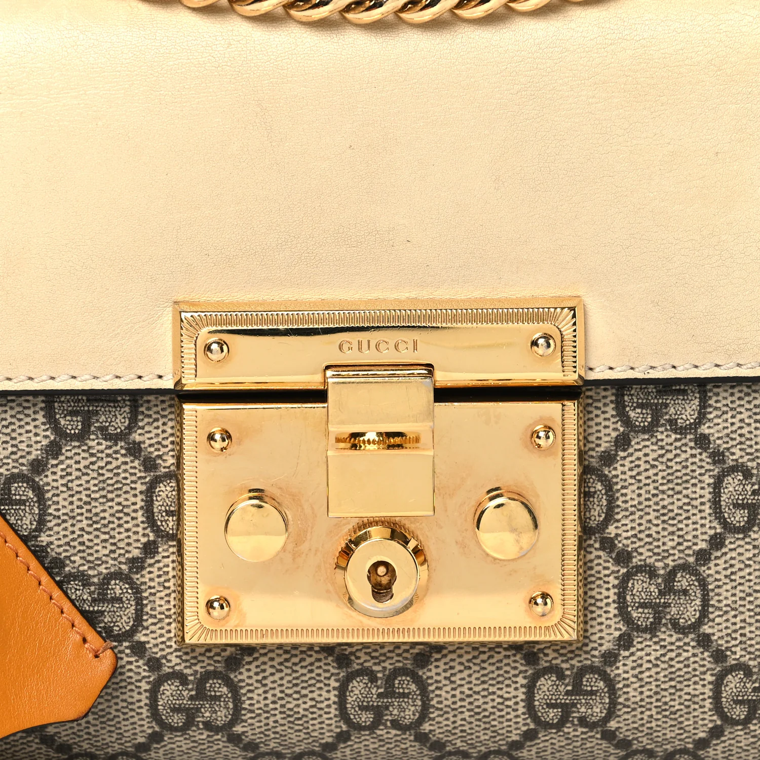 GG Supreme Monogram Calfskin Small Padlock Shoulder Bag Beige Mystic White Sun Oil - Image 7