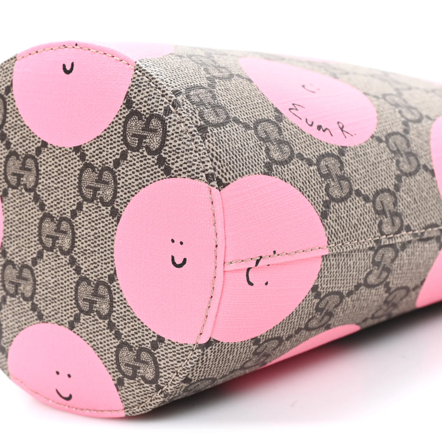 GG Supreme Monogram Childrens Printed Smile Bucket Bag Beige Dark Brown Yellow Pink - Image 10