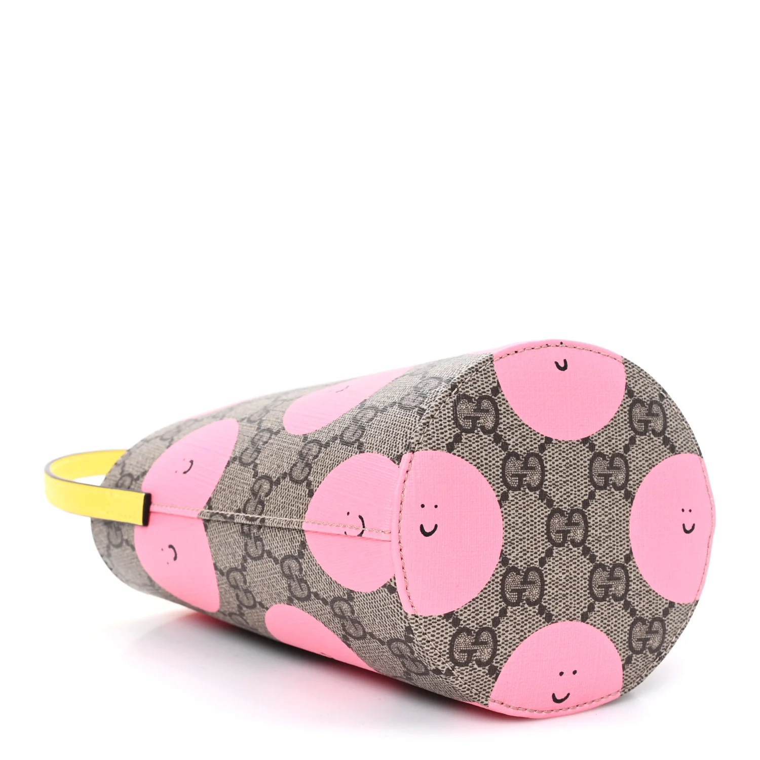 GG Supreme Monogram Childrens Printed Smile Bucket Bag Beige Dark Brown Yellow Pink - Image 4