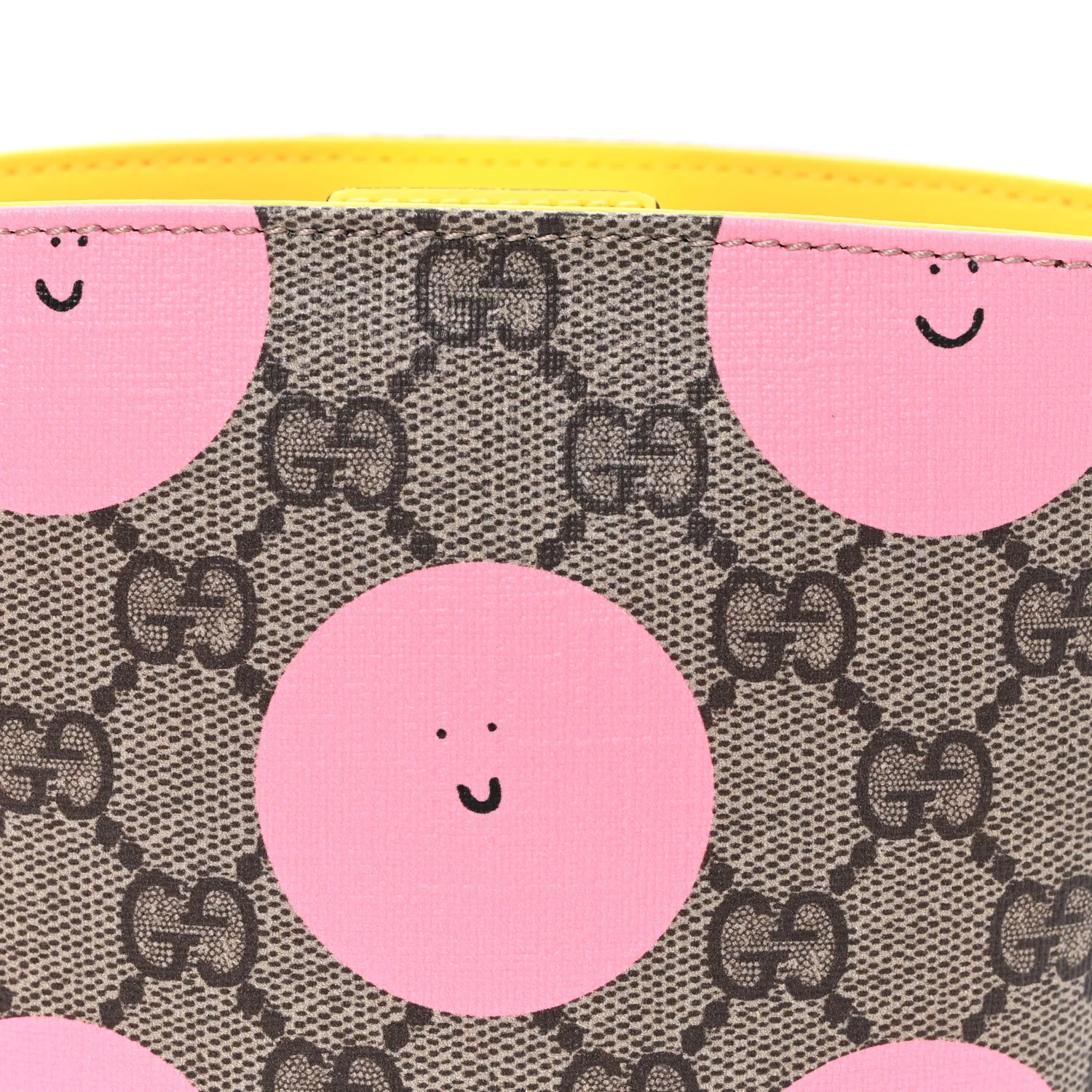 GG Supreme Monogram Childrens Printed Smile Bucket Bag Beige Dark Brown Yellow Pink - Image 8