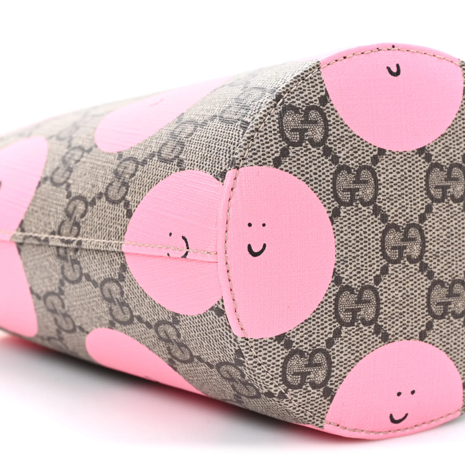 GG Supreme Monogram Childrens Printed Smile Bucket Bag Beige Dark Brown Yellow Pink - Image 9