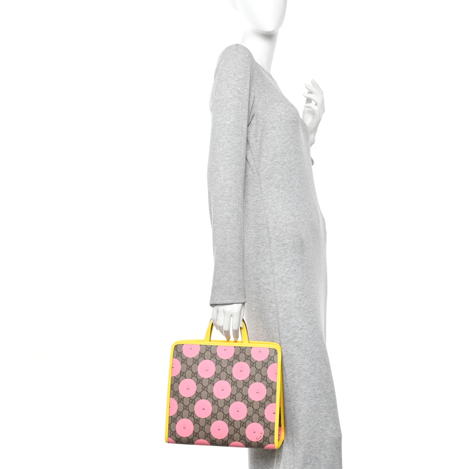 GG Supreme Monogram Childrens Printed Smile Tote Beige Dark Brown Yellow Pink - Image 2