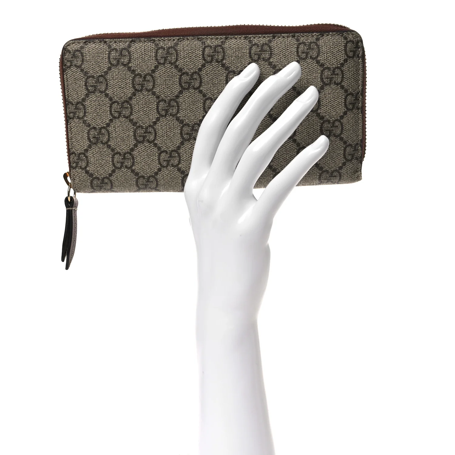 GG Supreme Monogram Cuoio Toscano Zip Around Wallet Beige Ebony Cuir - Image 2