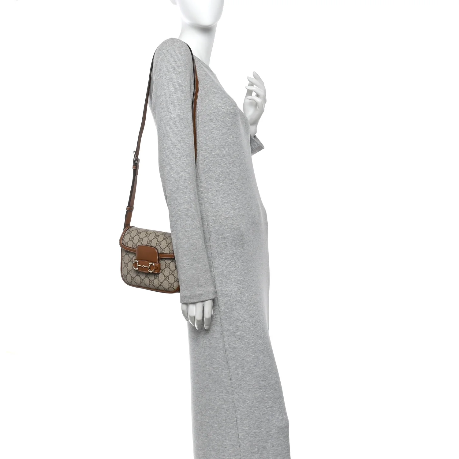 GG Supreme Monogram Duomo Lux Horsebit 1955 Soft Small Shoulder Bag Beige Ebony Sundial - Image 2