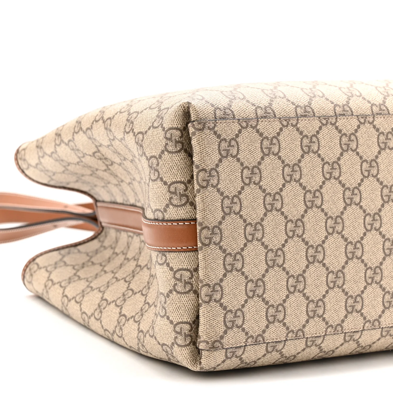 GG Supreme Monogram Emblem Large Tote Bag Beige Dark Brown - Image 8