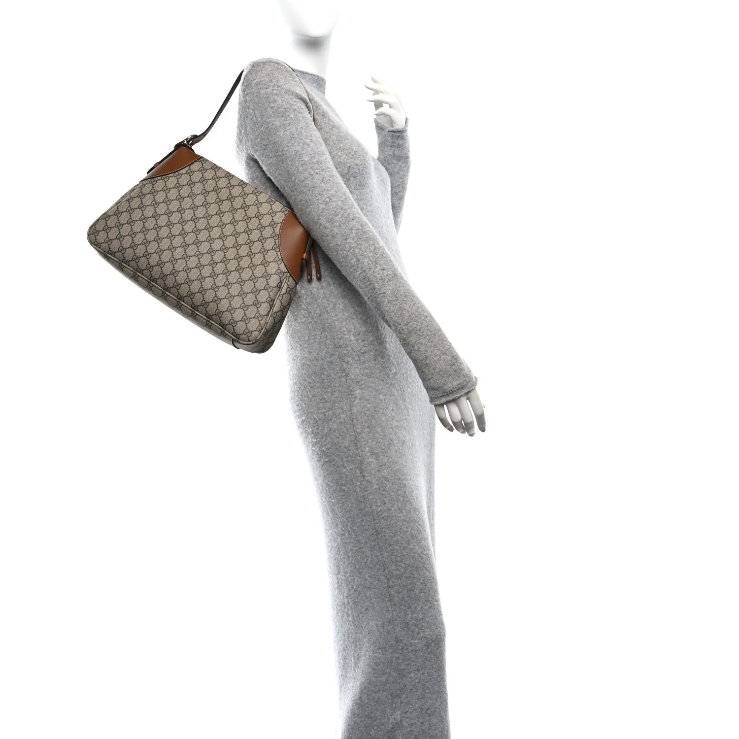 GG Supreme Monogram Emblem Medium Shoulder Bag Beige Dark Brown - Image 2