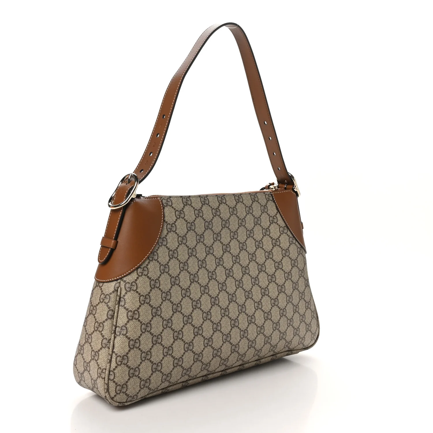 GG Supreme Monogram Emblem Medium Shoulder Bag Beige Dark Brown - Image 3