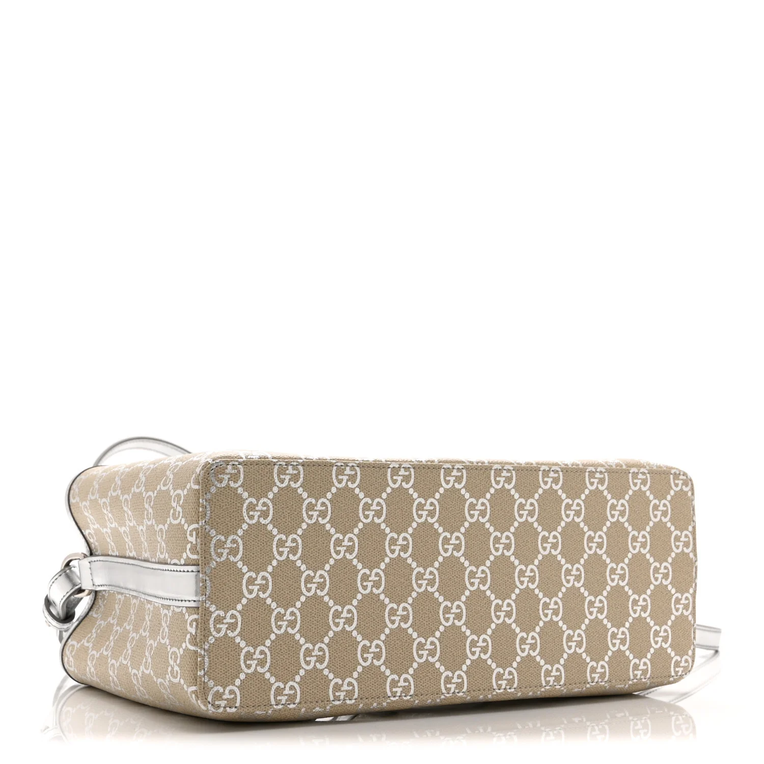 GG Supreme Monogram Emblem Medium Tote Bag Beige Silver - Image 4