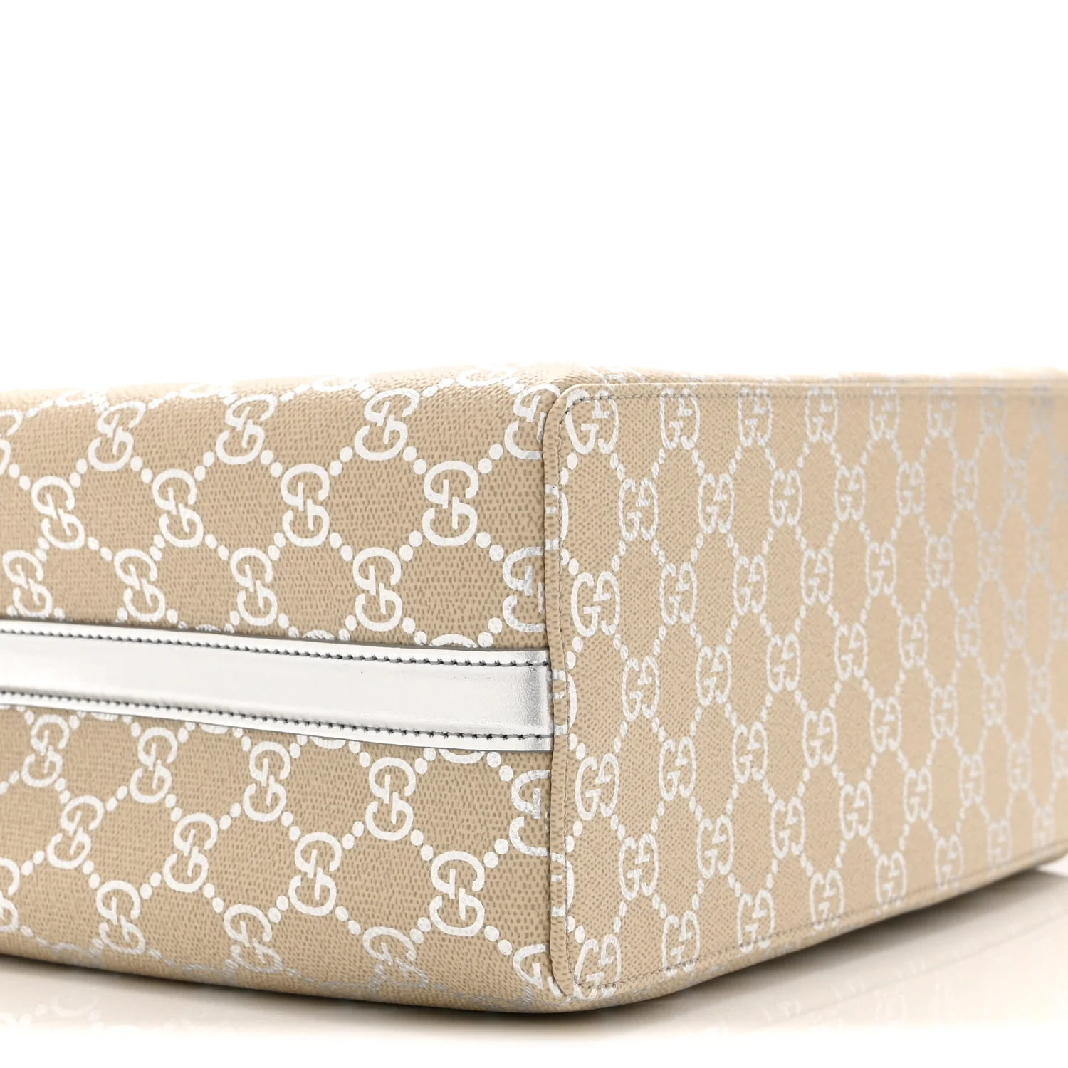 GG Supreme Monogram Emblem Medium Tote Bag Beige Silver - Image 9