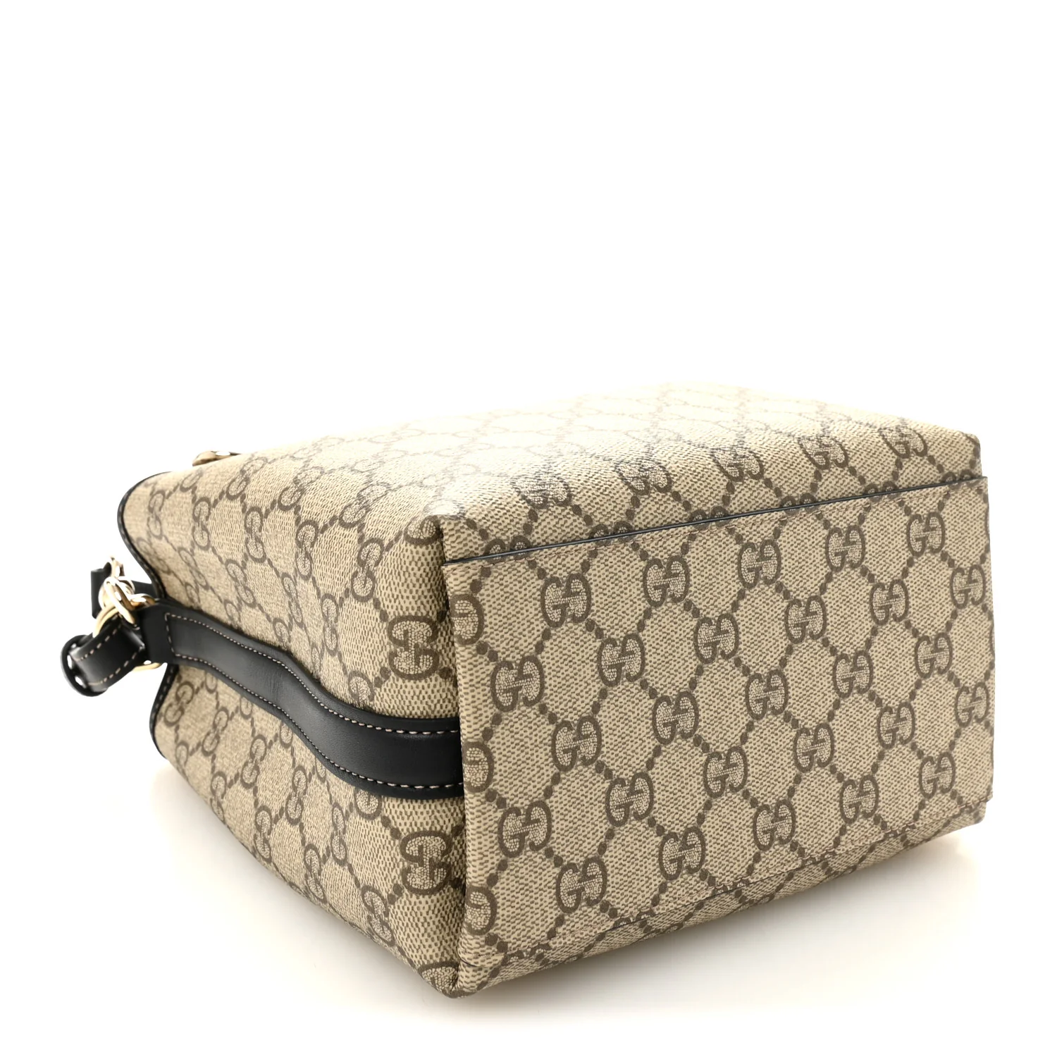 GG Supreme Monogram Emblem Mini Bucket Bag Beige Black - Image 6