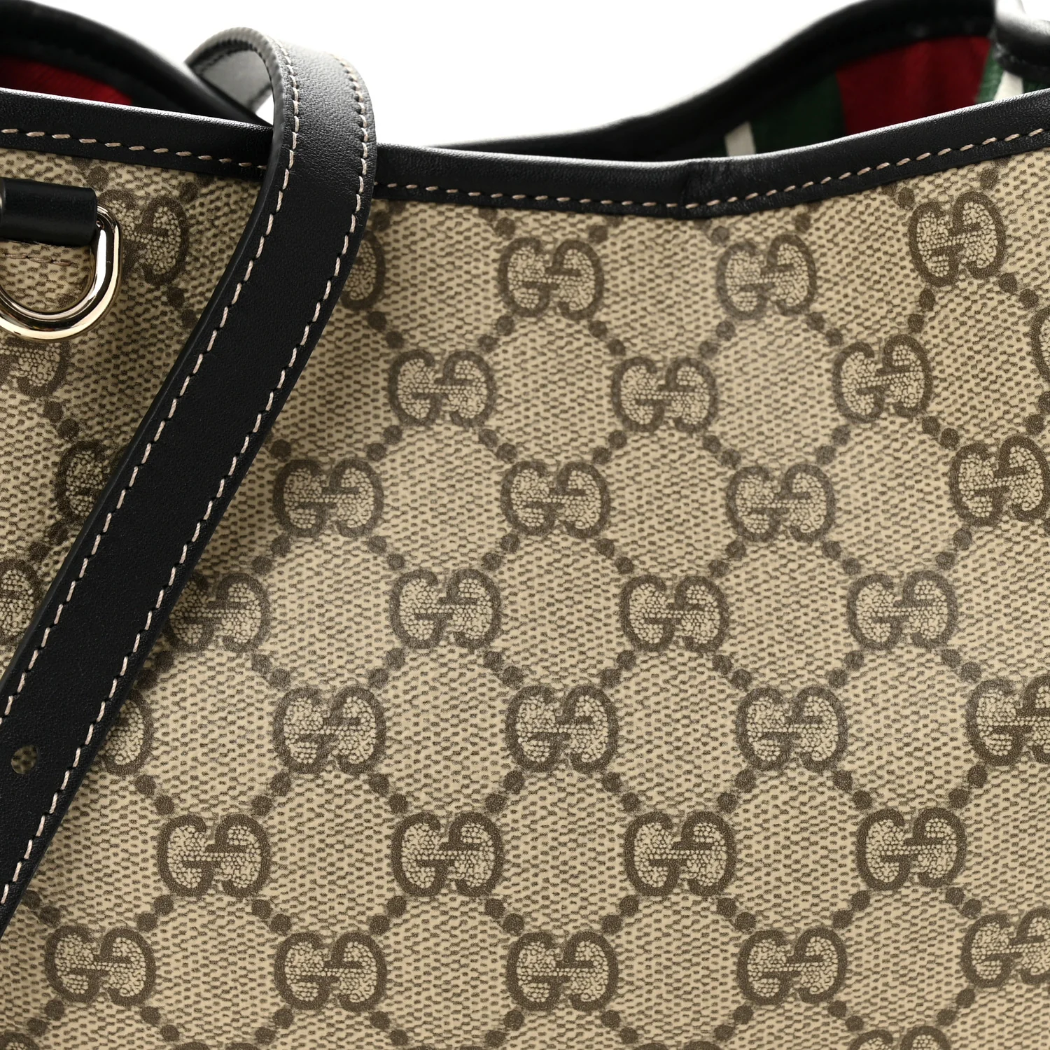 GG Supreme Monogram Emblem Mini Bucket Bag Beige Black - Image 9