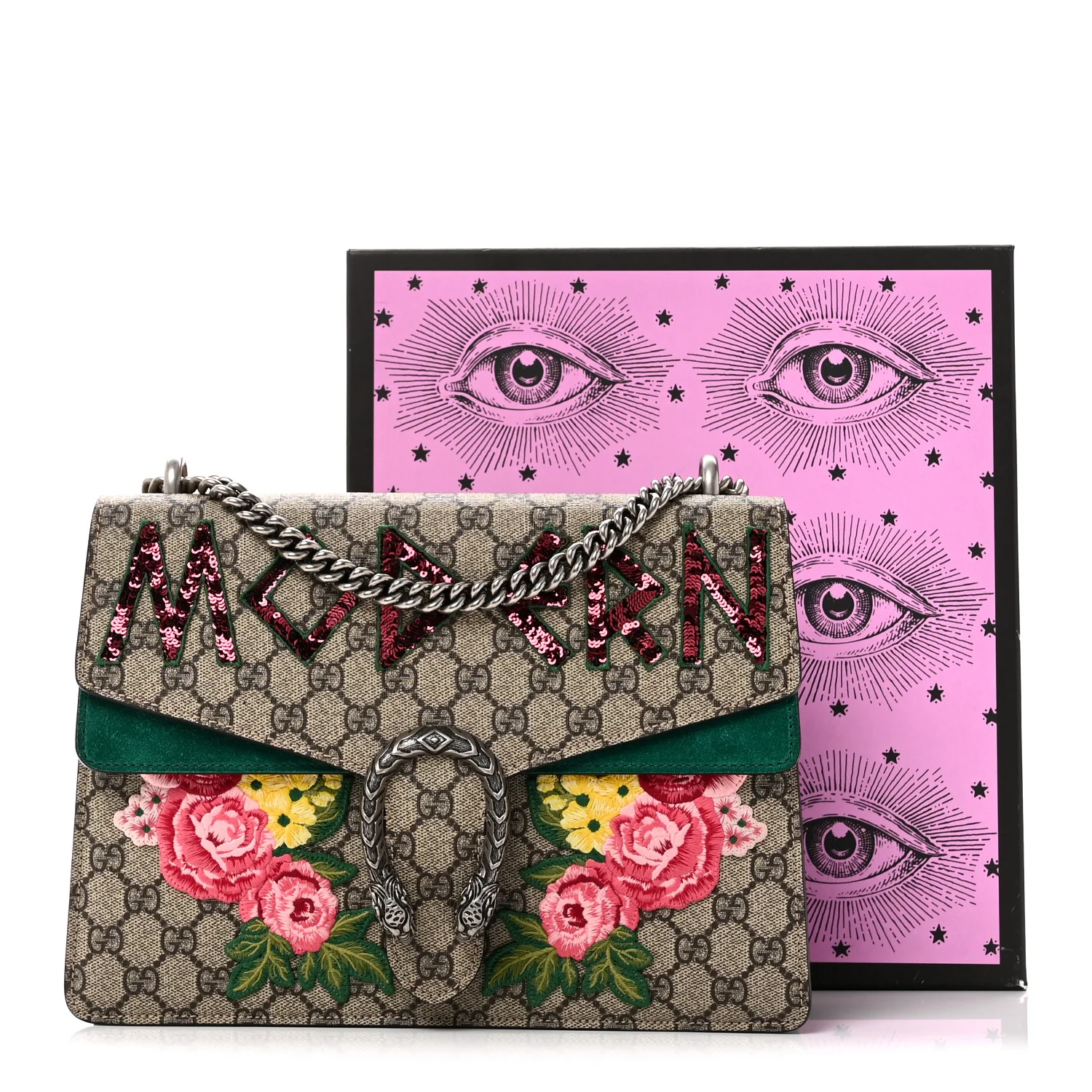 GG Supreme Monogram Embroidered Medium Dionysus Shoulder Bag Emerald - Image 11