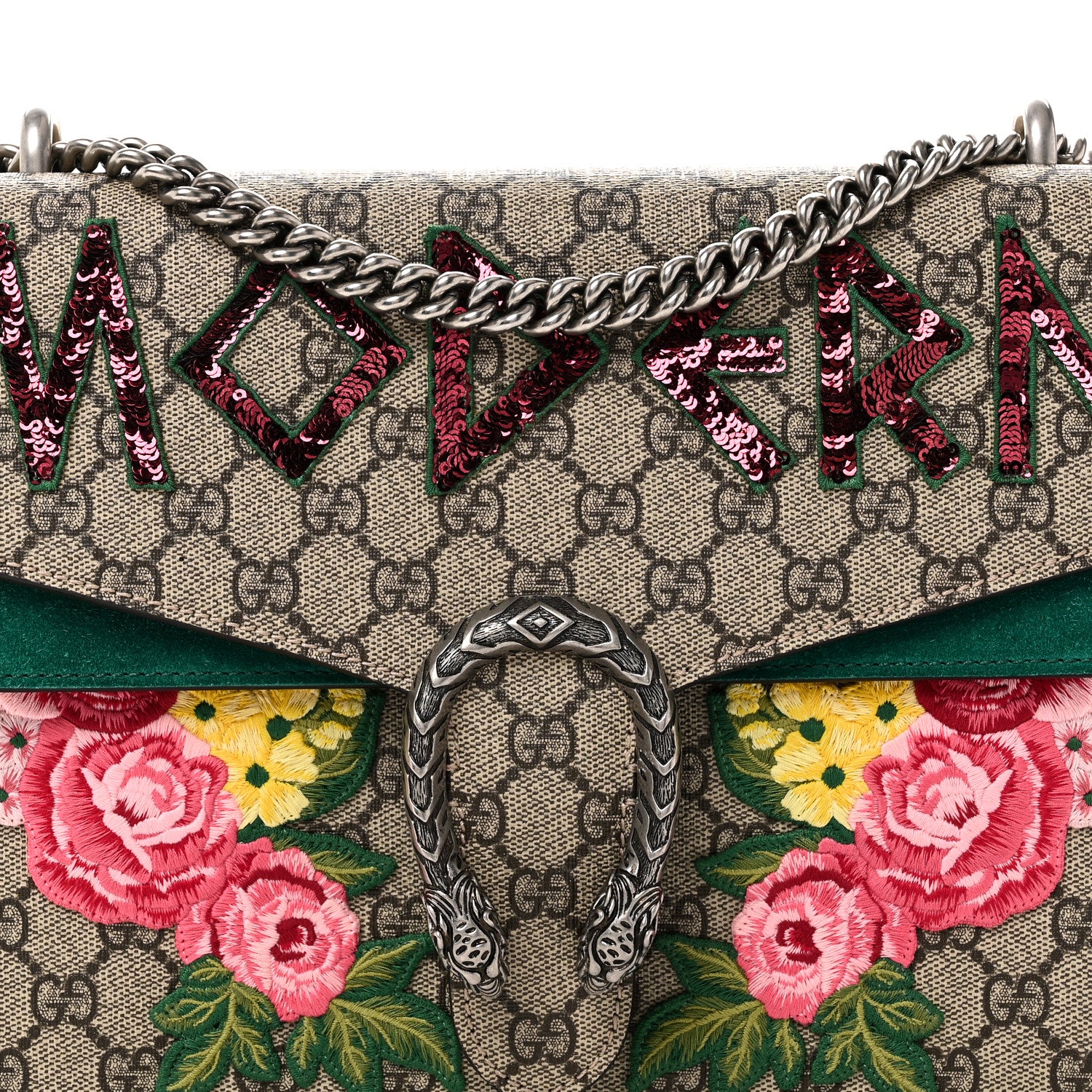 GG Supreme Monogram Embroidered Medium Dionysus Shoulder Bag Emerald - Image 8