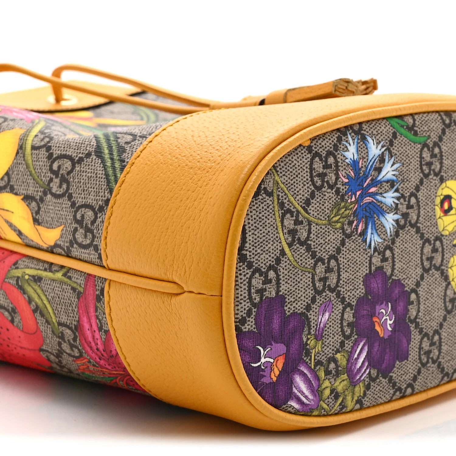 GG Supreme Monogram Flora Small Ophidia Bucket Bag Beige Multicolor Crop - Image 10