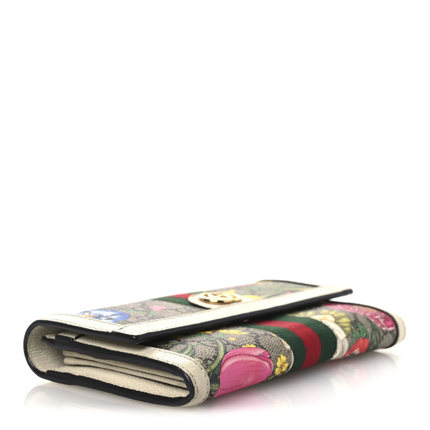 GG Supreme Monogram Flora Web Ophidia Continental Wallet White - Image 4