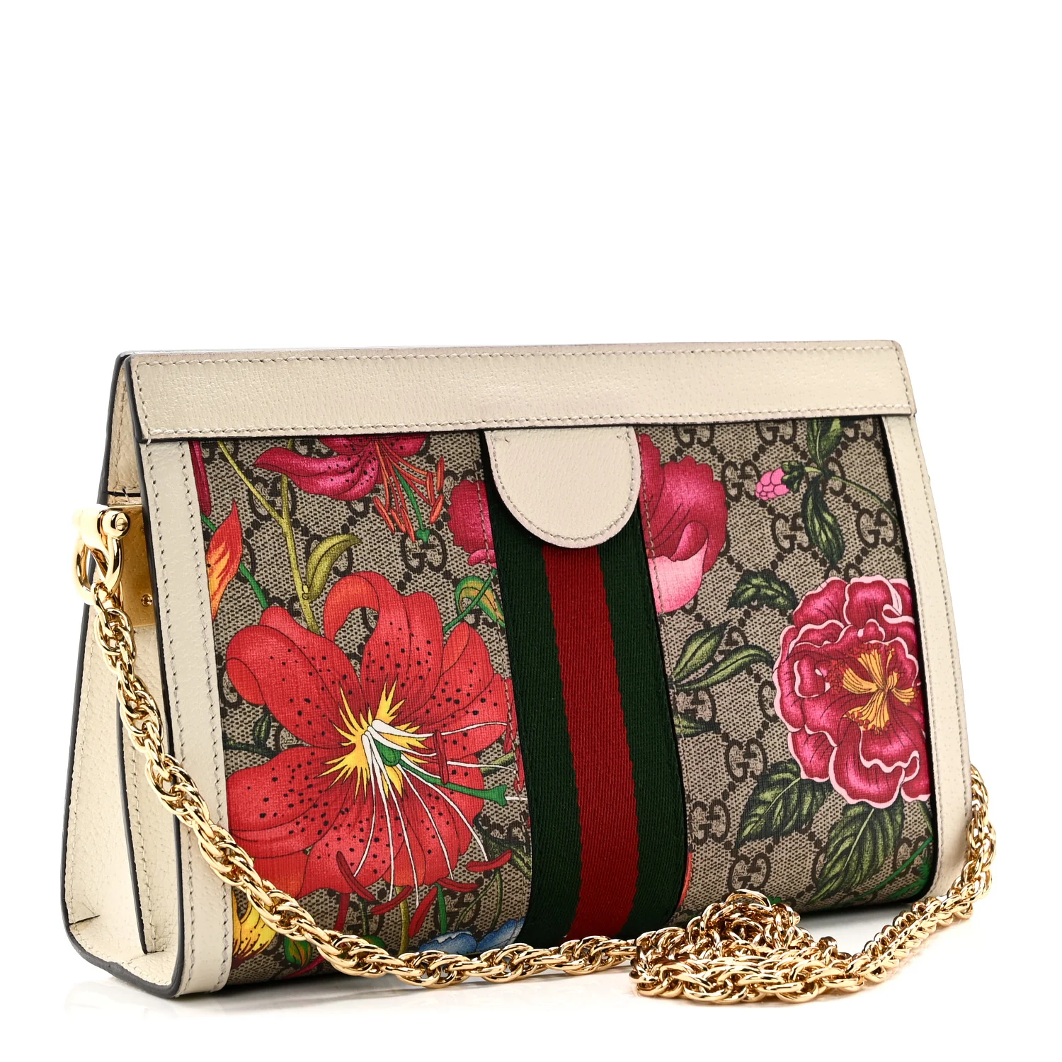 GG Supreme Monogram Flora Web Small Ophidia Chain Shoulder Bag White - Image 3