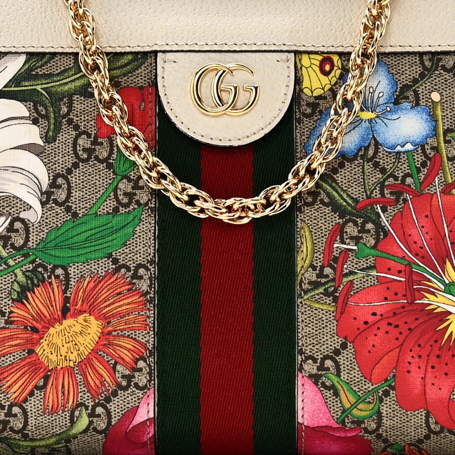 GG Supreme Monogram Flora Web Small Ophidia Chain Shoulder Bag White - Image 9