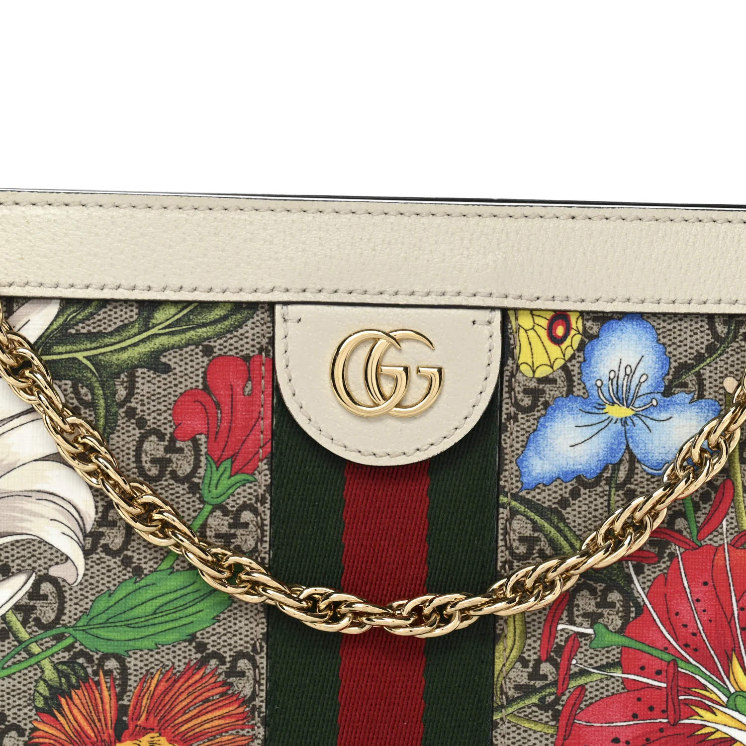 GG Supreme Monogram Flora Web Small Ophidia Chain Shoulder Bag White - Image 8