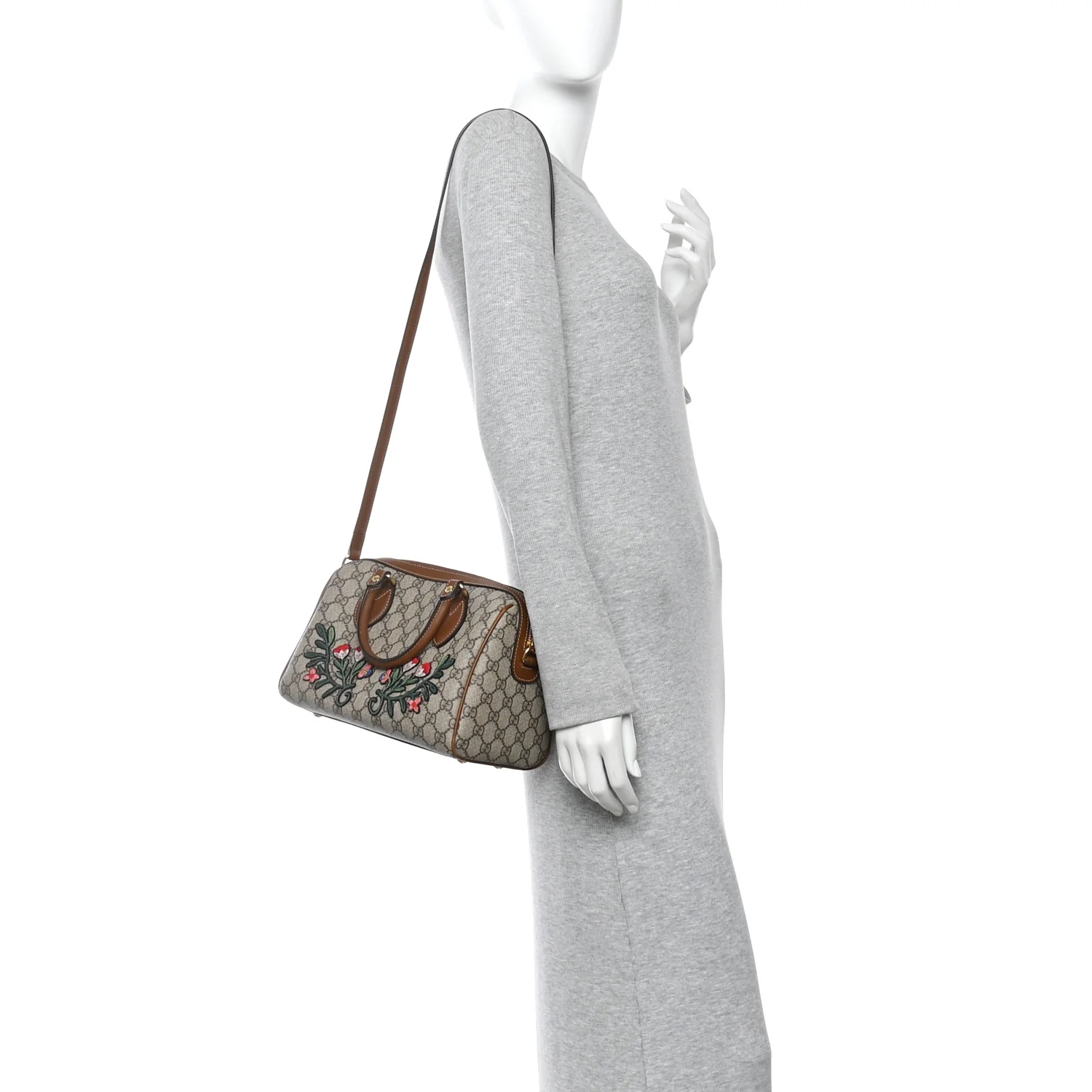 GG Supreme Monogram Floral Embroidered Small Boston Brown - Image 2