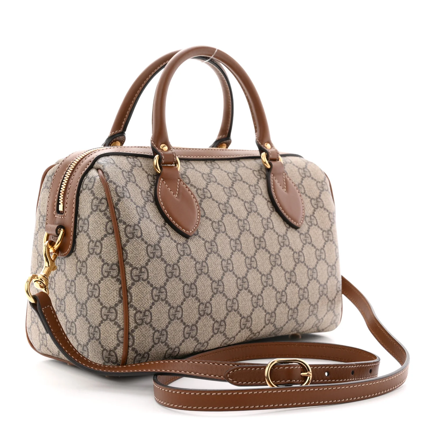 GG Supreme Monogram Floral Embroidered Small Boston Brown - Image 3