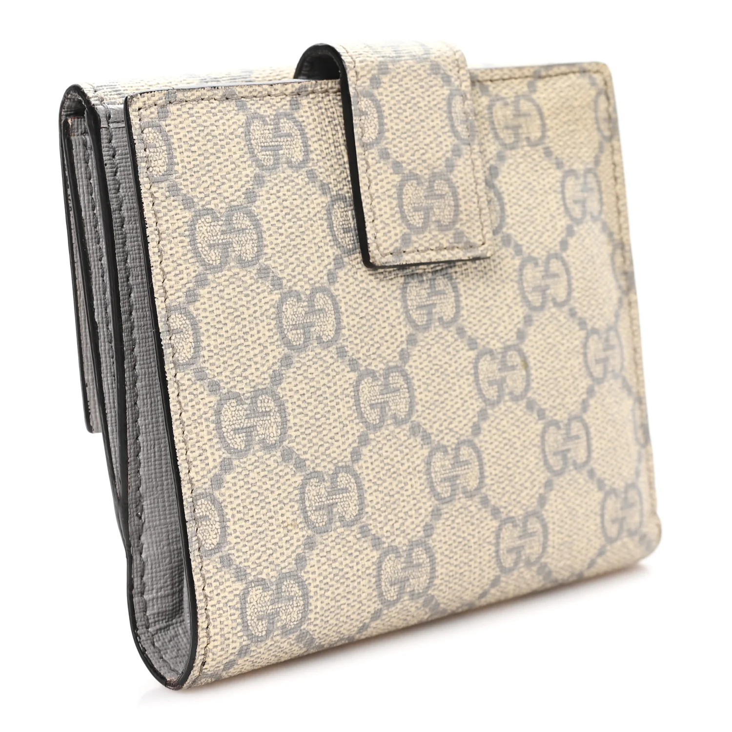 GG Supreme Monogram GG Pierce French Flap Wallet Ecru Grigio - Image 3