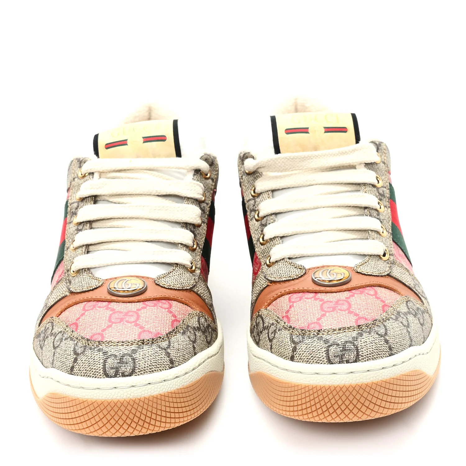 GG Supreme Monogram Harness Calfskin Web Womens Screener Sneakers 39 Beige Ebony Rosso Harness Brown - Image 3