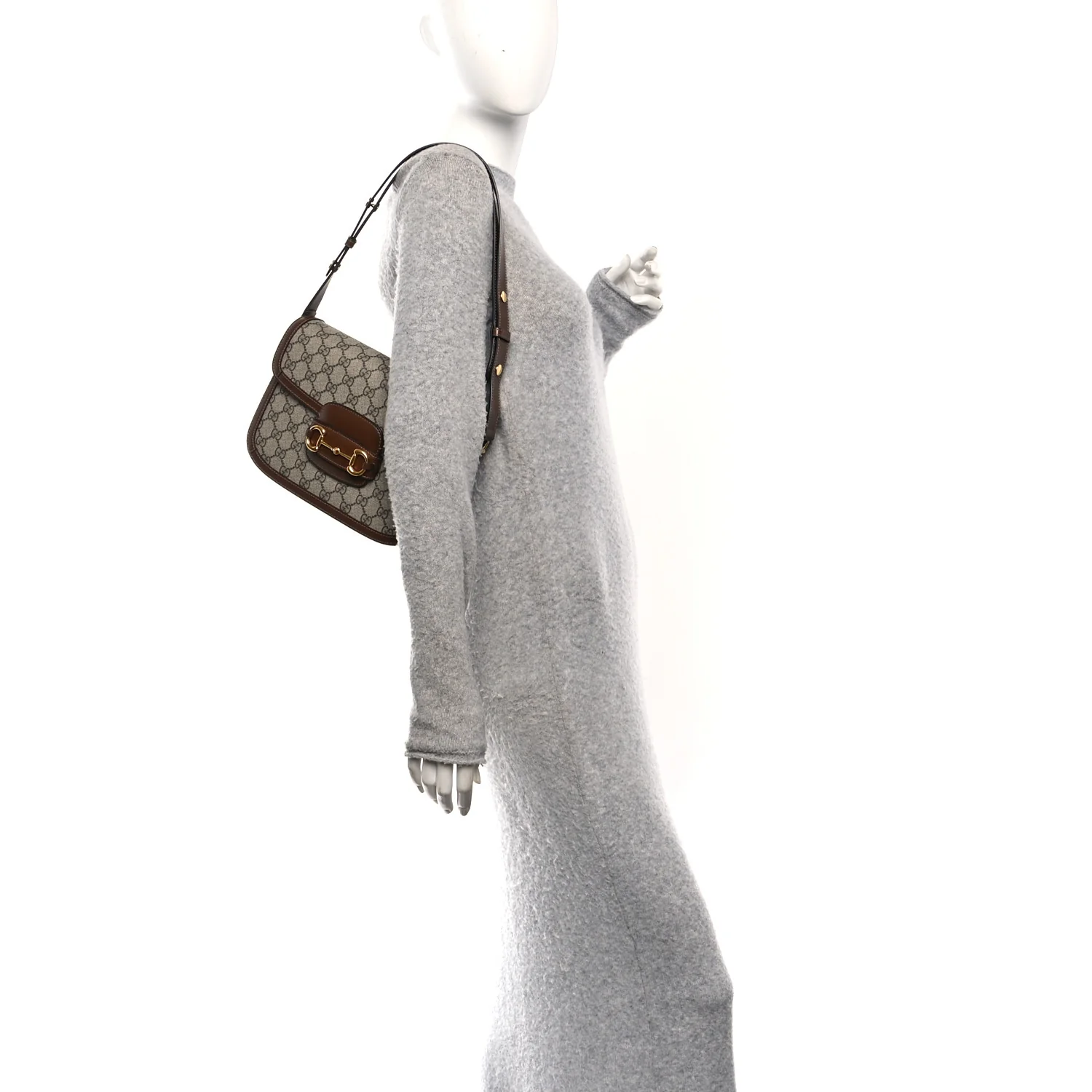 GG Supreme Monogram Horsebit 1955 Shoulder Bag Beige Brown Sugar - Image 2
