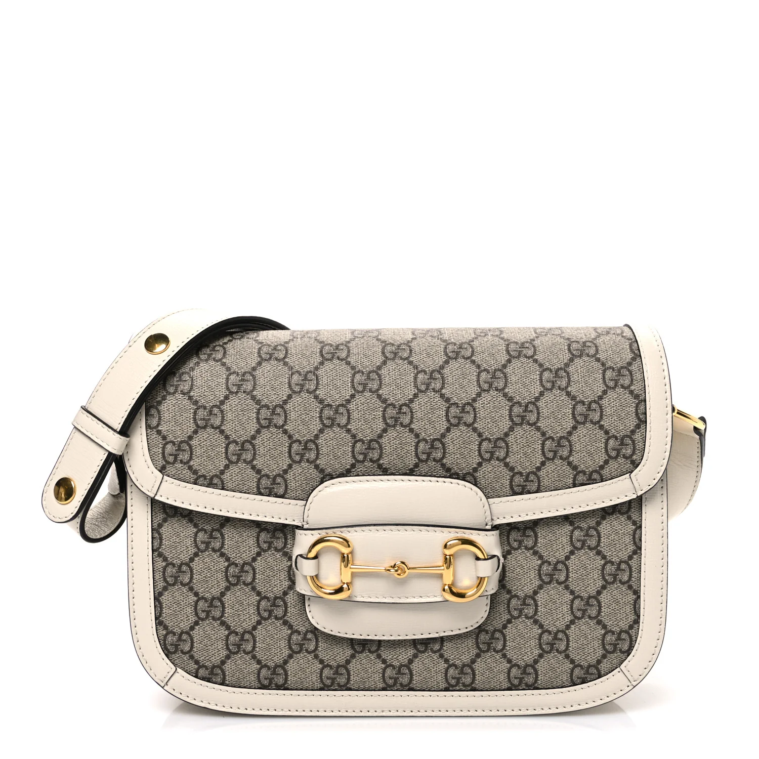 GG Supreme Monogram Horsebit 1955 Shoulder Bag Beige Mystic White