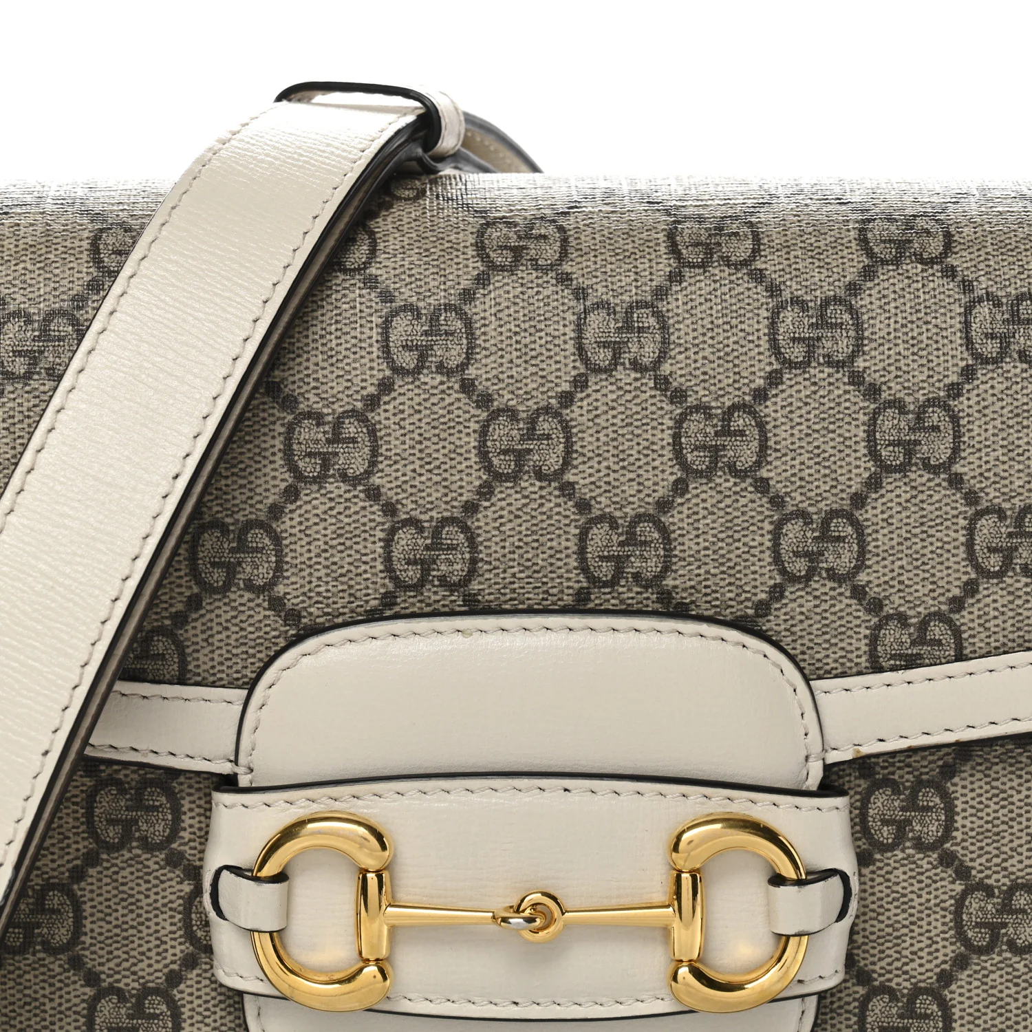 GG Supreme Monogram Horsebit 1955 Shoulder Bag Beige Mystic White - Image 8
