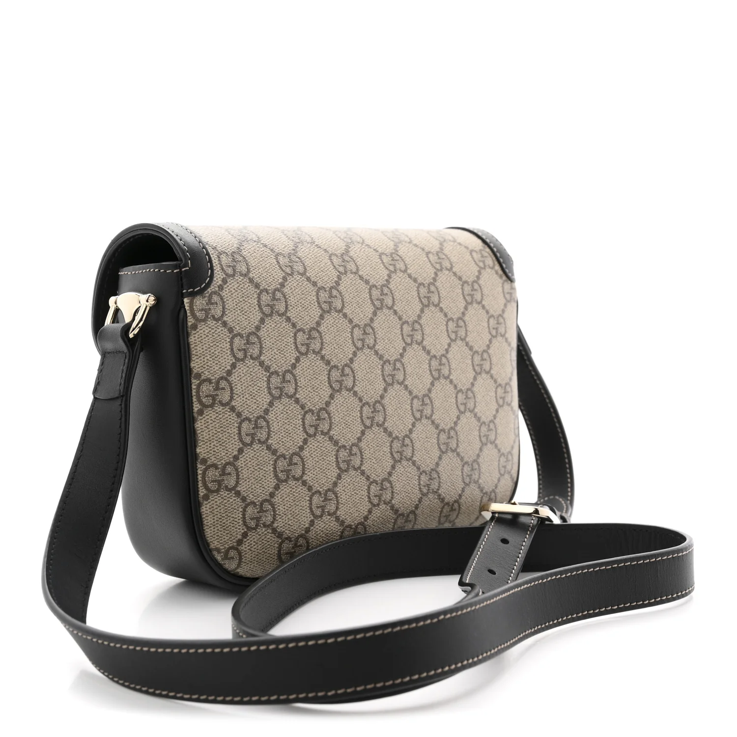 GG Supreme Monogram Horsebit 1955 Soft Small Shoulder Bag Beige Black - Image 3