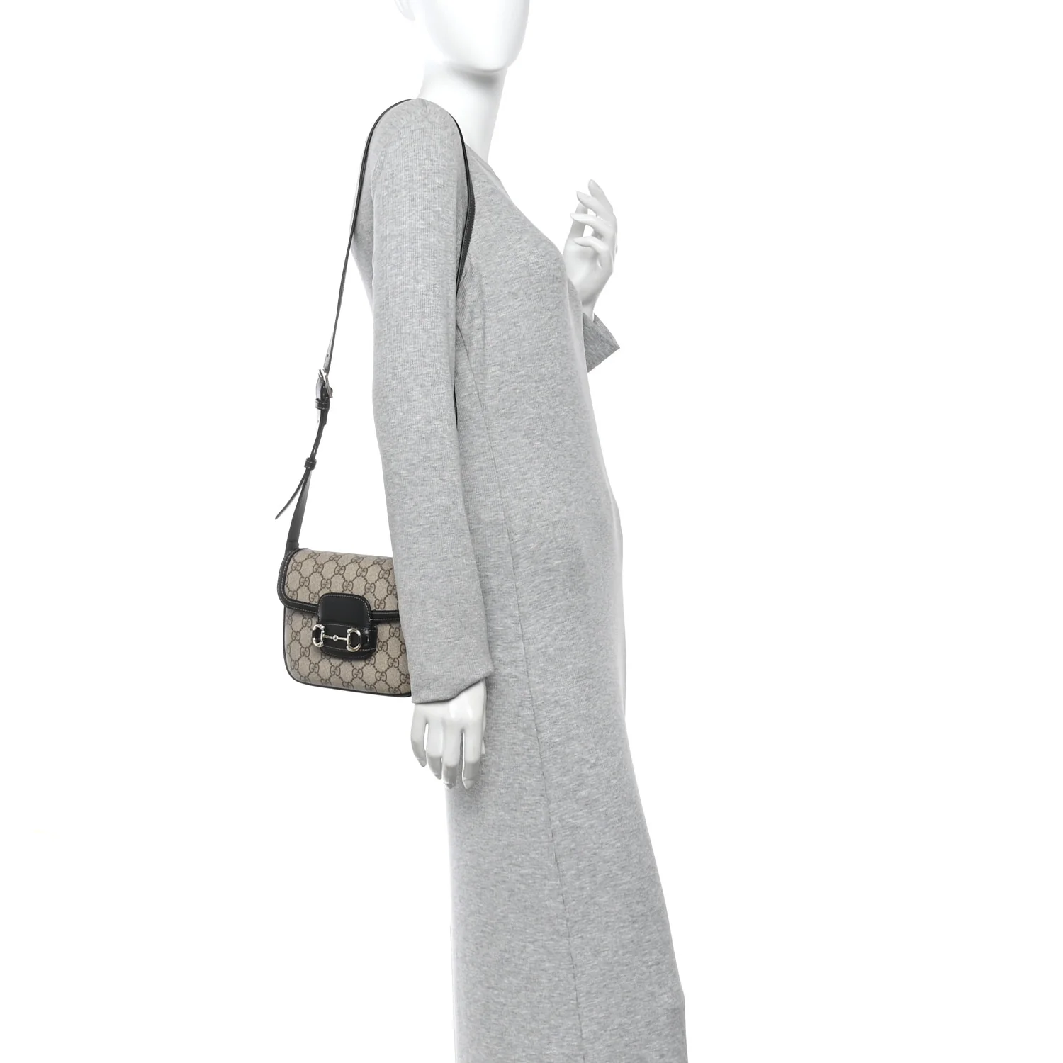 GG Supreme Monogram Horsebit 1955 Soft Small Shoulder Bag Beige Black - Image 2
