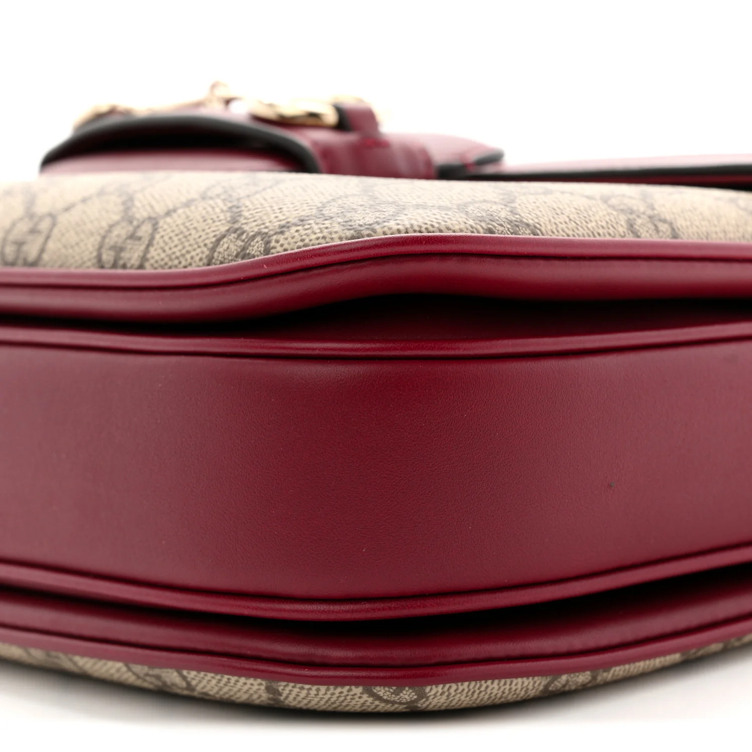 GG Supreme Monogram Horsebit 1955 Soft Small Shoulder Bag Beige Ebony Rosso Ancora - Image 10