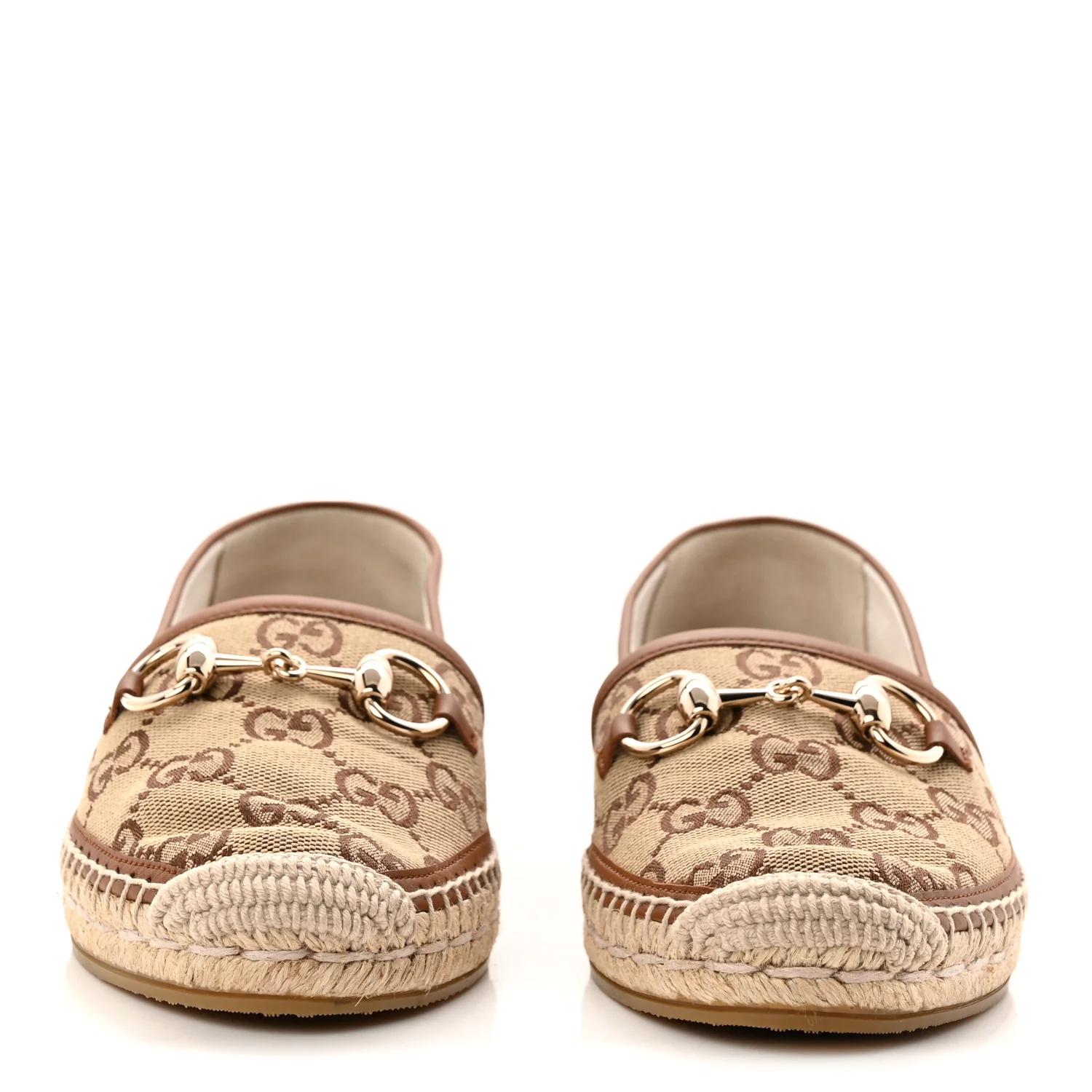 GG Supreme Monogram Horsebit Espadrilles 36 Camel Ebony Sundial - Image 3