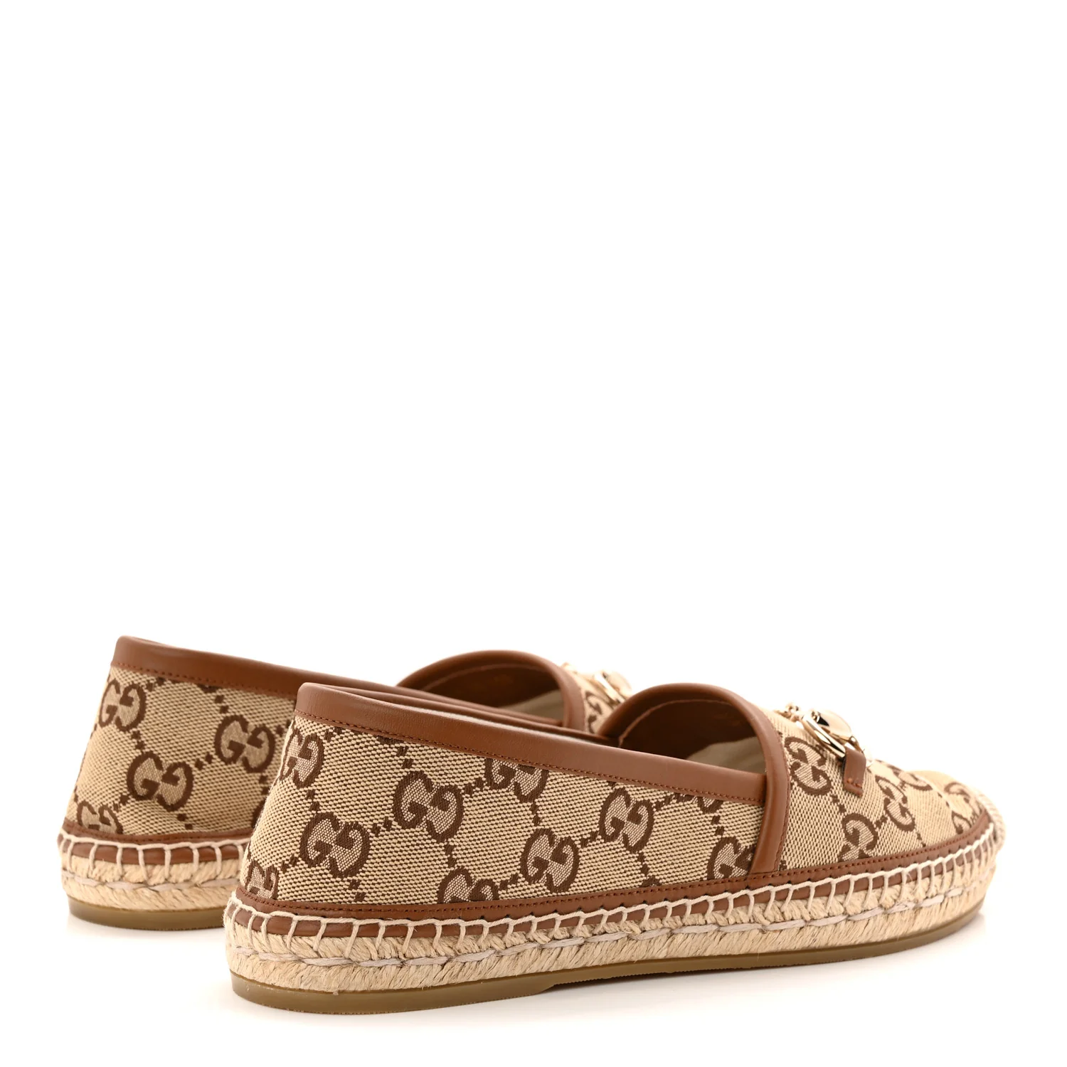GG Supreme Monogram Horsebit Espadrilles 36 Camel Ebony Sundial - Image 5