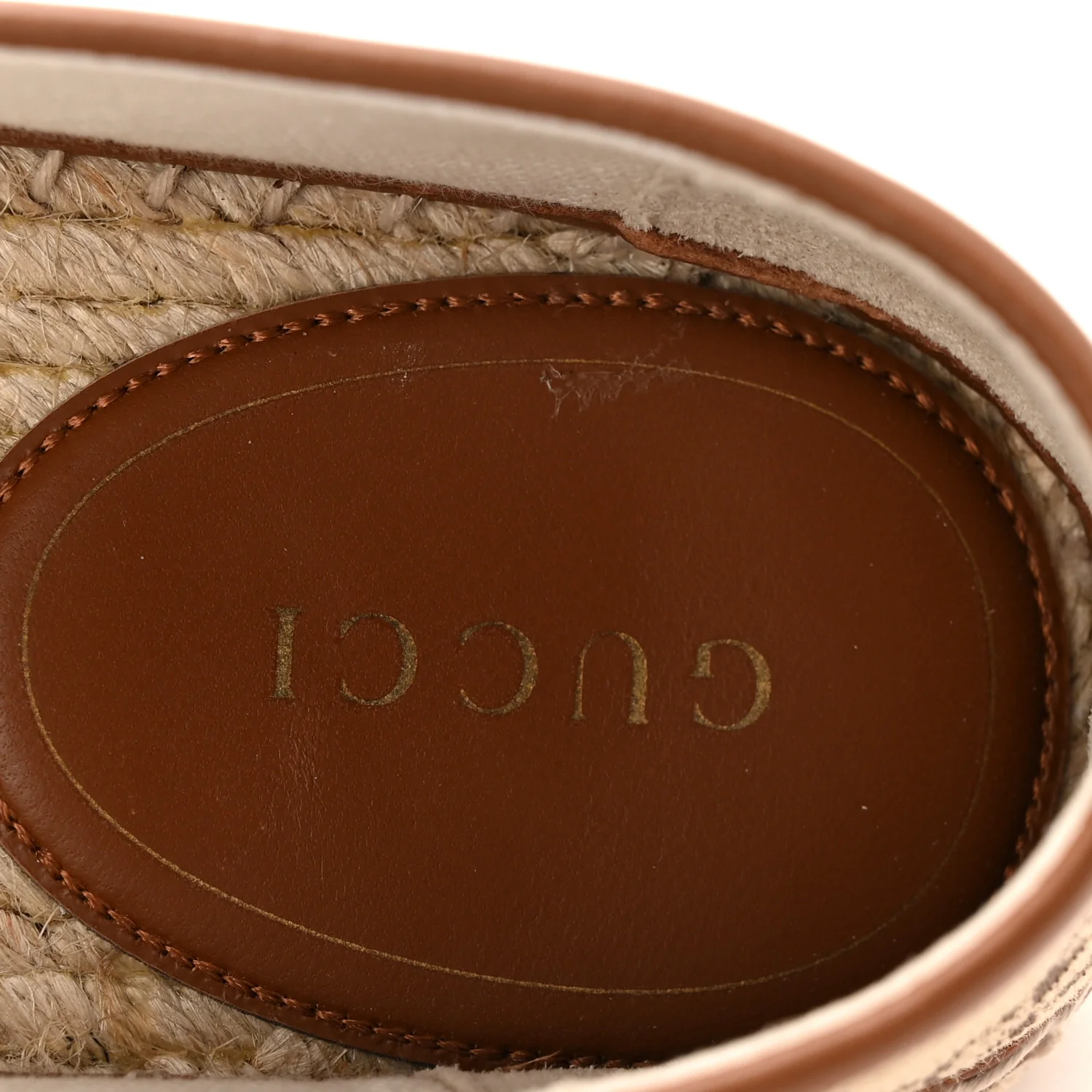 GG Supreme Monogram Horsebit Espadrilles 36 Camel Ebony Sundial - Image 8