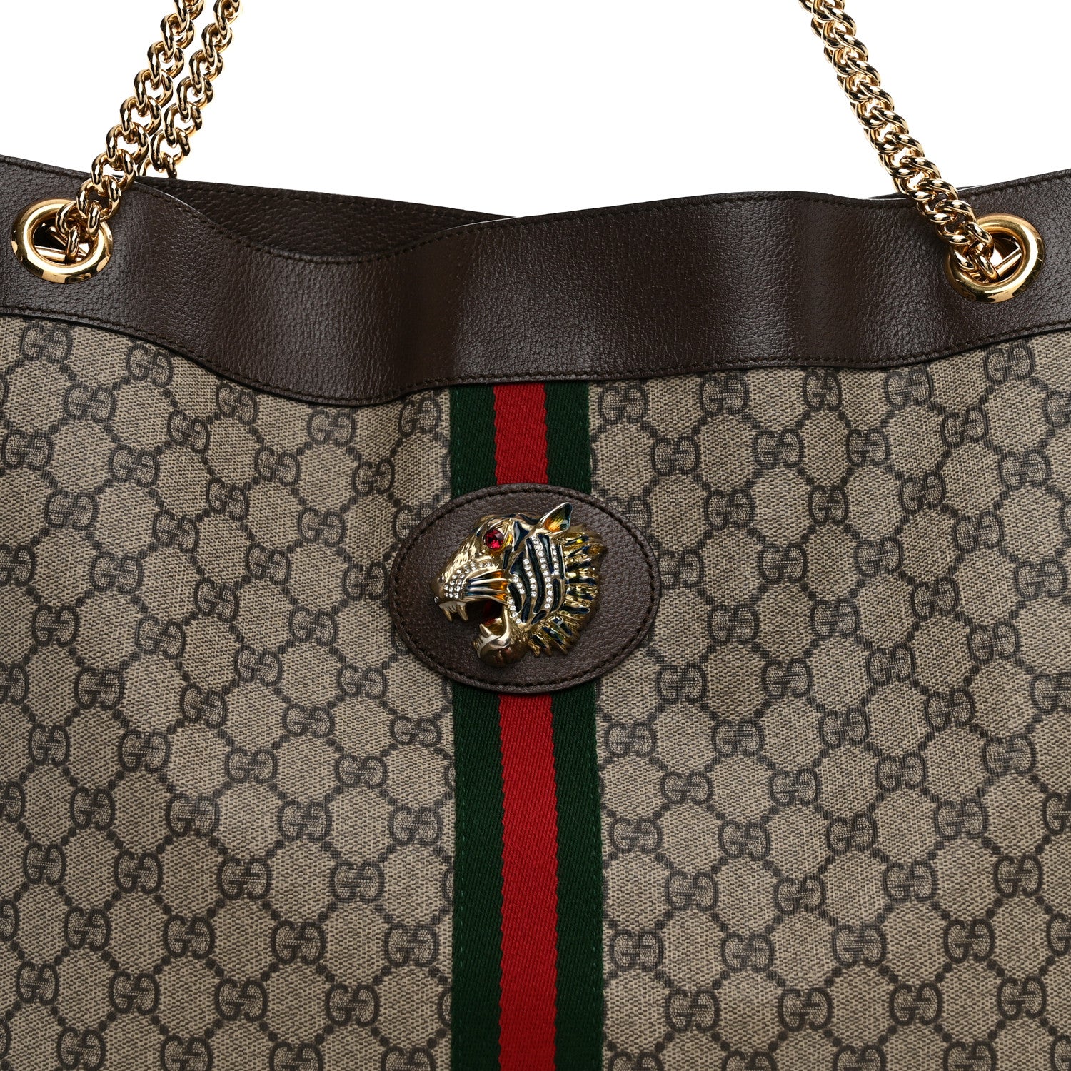GG Supreme Monogram Large Rajah Chain Tote Beige New Acero - Image 9