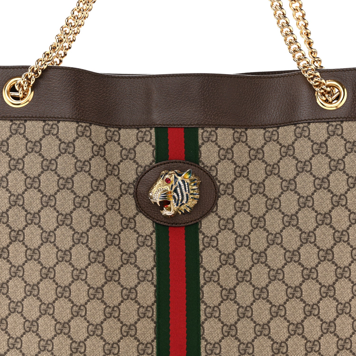 GG Supreme Monogram Large Rajah Chain Tote Beige New Acero - Image 9
