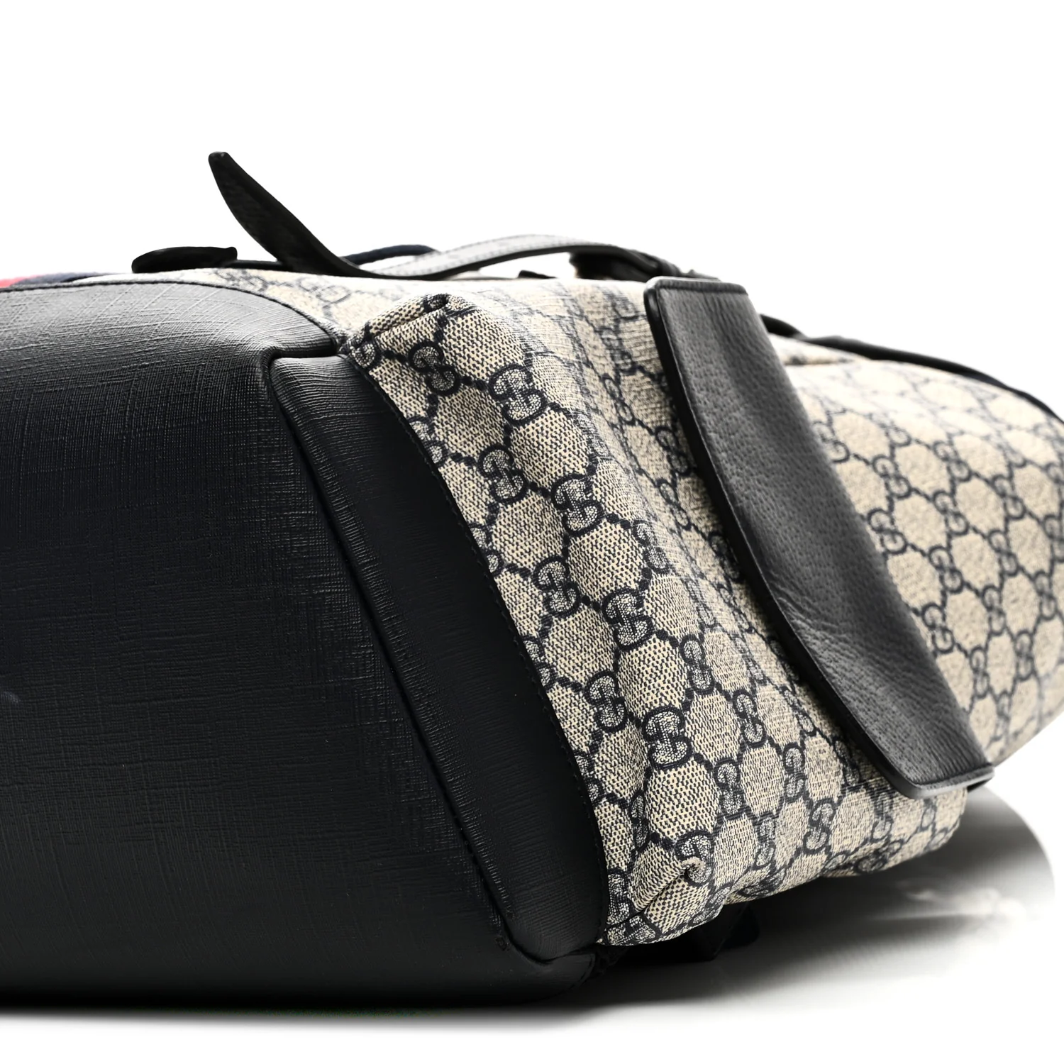 GG Supreme Monogram Medium Ophidia Double Buckle Backpack Beige Blue Black - Image 9