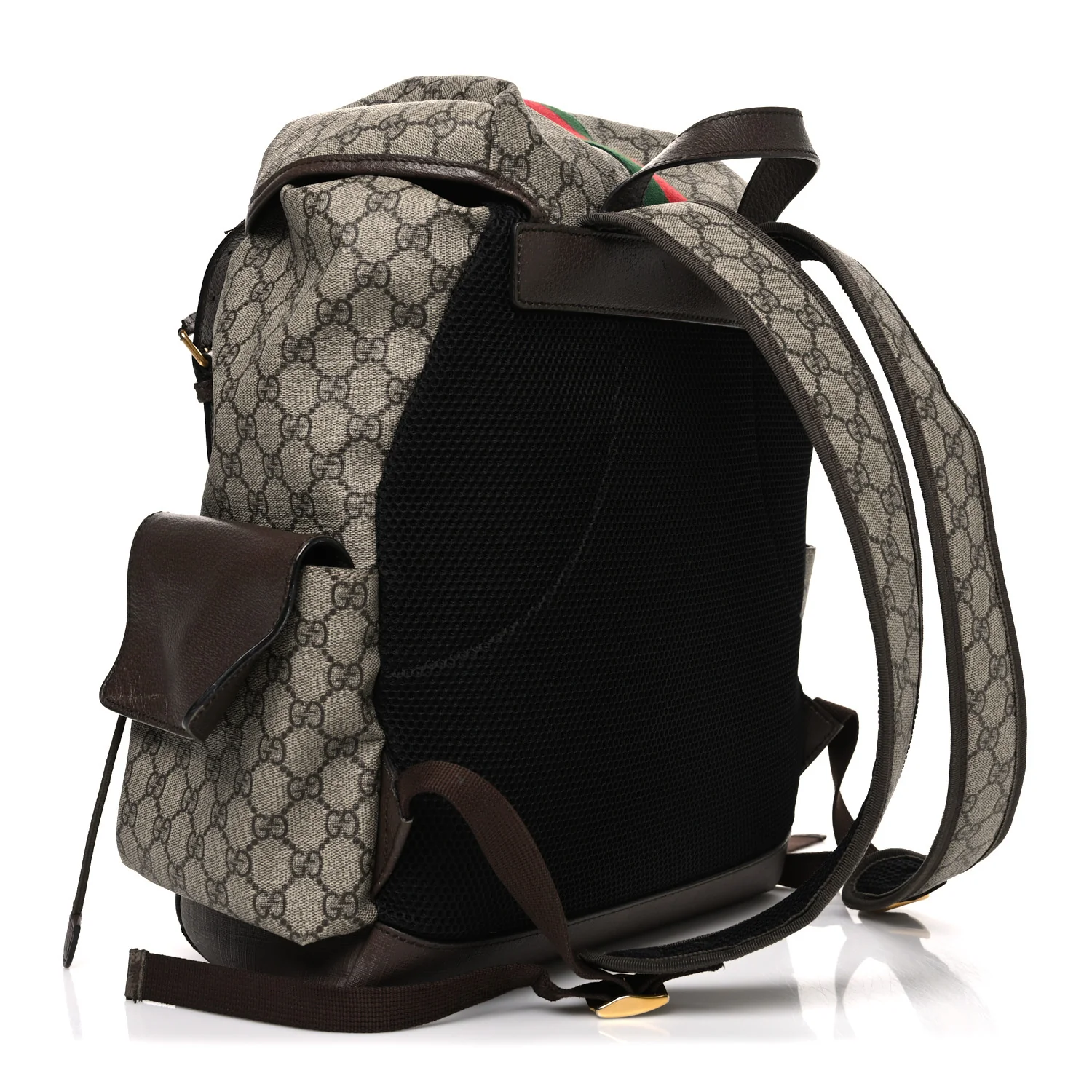 GG Supreme Monogram Medium Ophidia Double Buckle Backpack Brown - Image 3