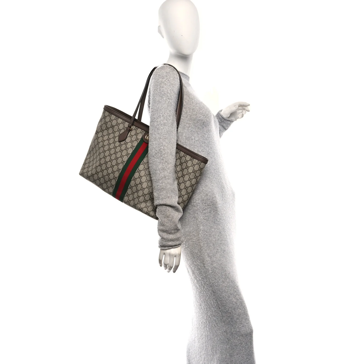 GG Supreme Monogram Medium Ophidia Shopping Tote Brown - Image 2